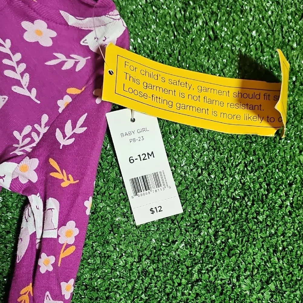 Purple Baby Girl Footie with Cat Design